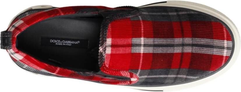 Dolce & Gabbana Geruite Slip On Schoenen voor Heren Red Heren