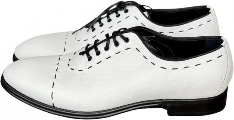 Dolce & Gabbana Gestikte Binnenzool Leren Derby Schoenen White Heren