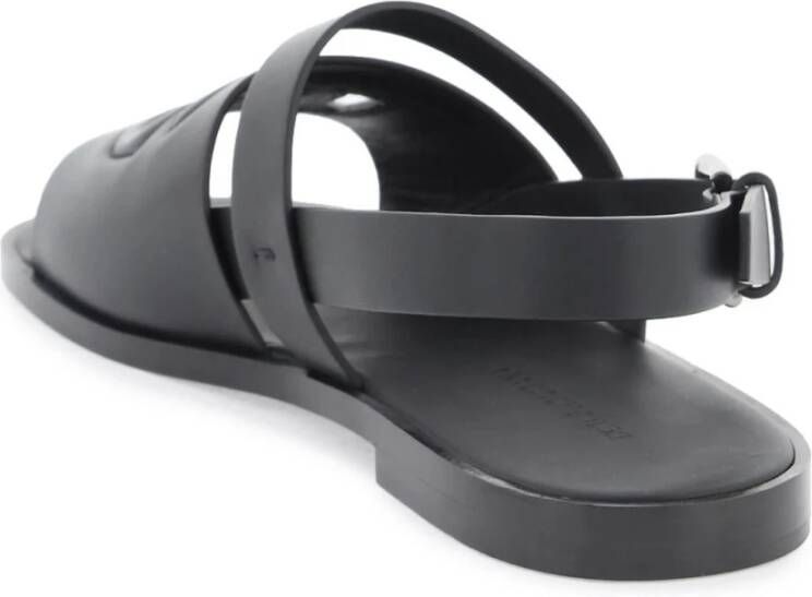 Dolce & Gabbana Gestikte DG Logo Sandalen Black Heren