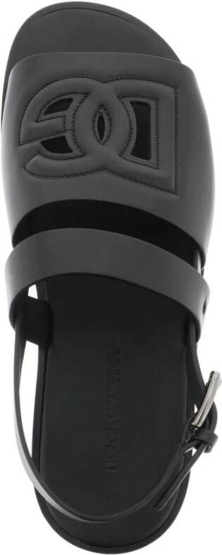 Dolce & Gabbana Gestikte DG Logo Sandalen Black Heren