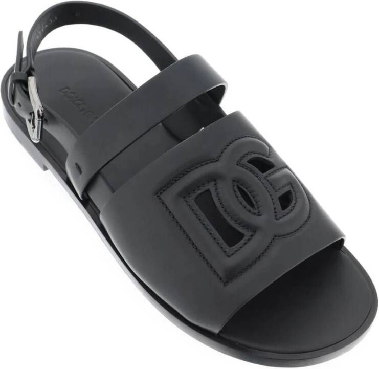 Dolce & Gabbana Gestikte DG Logo Sandalen Black Heren