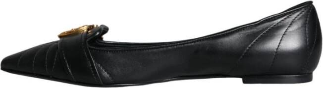 Dolce & Gabbana Gestikte Leren Ballerina Flats Zwart Black Dames