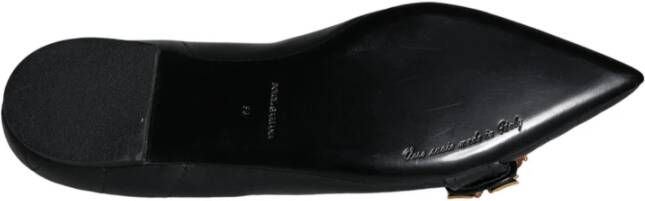 Dolce & Gabbana Gestikte Leren Ballerina Flats Zwart Black Dames