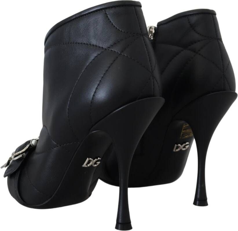 Dolce & Gabbana Gestikte leren stiletto laarzen Black Dames