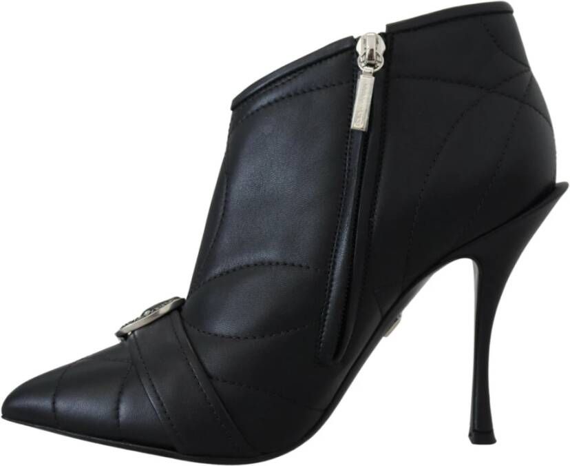 Dolce & Gabbana Gestikte leren stiletto laarzen Black Dames