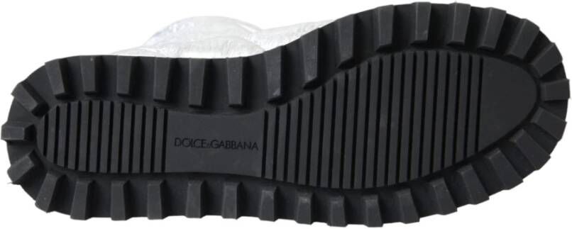 Dolce & Gabbana Gestikte Logo Patch Mid-Calf Laarzen Gray Heren