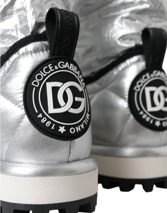 Dolce & Gabbana Gestikte Logo Patch Mid-Calf Laarzen Gray Heren