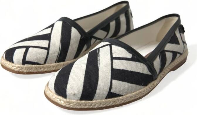 Dolce & Gabbana Gestreepte Canvas Espadrilles Stijlvolle Charme Black Heren