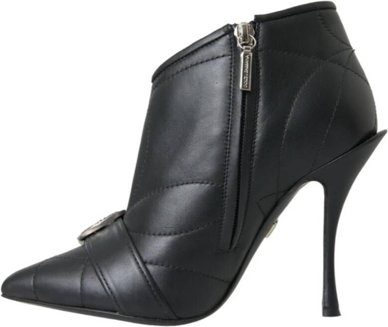 Dolce & Gabbana Gewatteerde Leren Stiletto Laarzen Black Dames