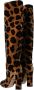 Dolce & Gabbana Giraffe Velvet Kniehoge Laarzen Brown Dames - Thumbnail 3