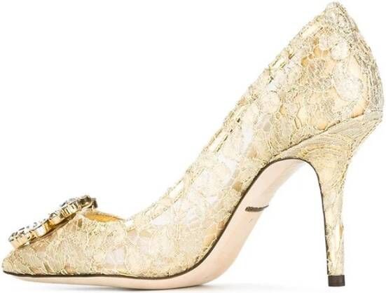 Dolce & Gabbana Gouden Bellucci Pumps Rainbow Lace Collectie Yellow Dames