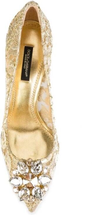 Dolce & Gabbana Gouden Bellucci Pumps Rainbow Lace Collectie Yellow Dames