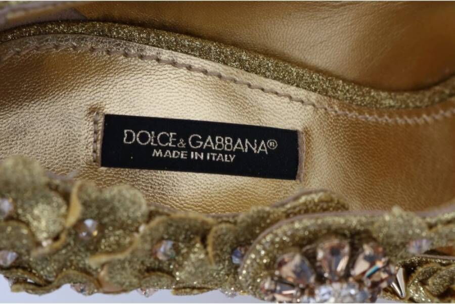 Dolce & Gabbana Gouden Bloemen Kristal Versierde Pumps Yellow Dames