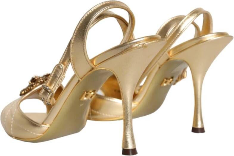 Dolce & Gabbana Gouden Devotie Stiletto Hakken Sandalen Yellow Dames