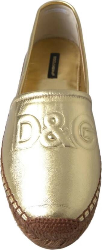 Dolce & Gabbana Gouden Elegantie Leren Espadrilles Yellow Dames