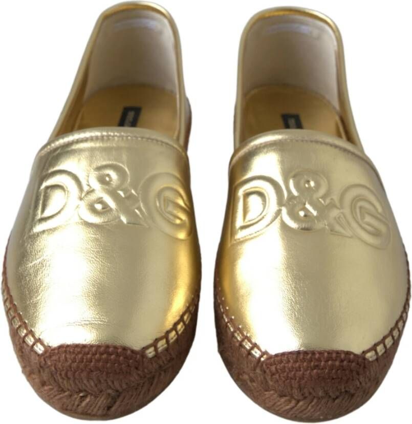 Dolce & Gabbana Gouden Elegantie Leren Espadrilles Yellow Dames