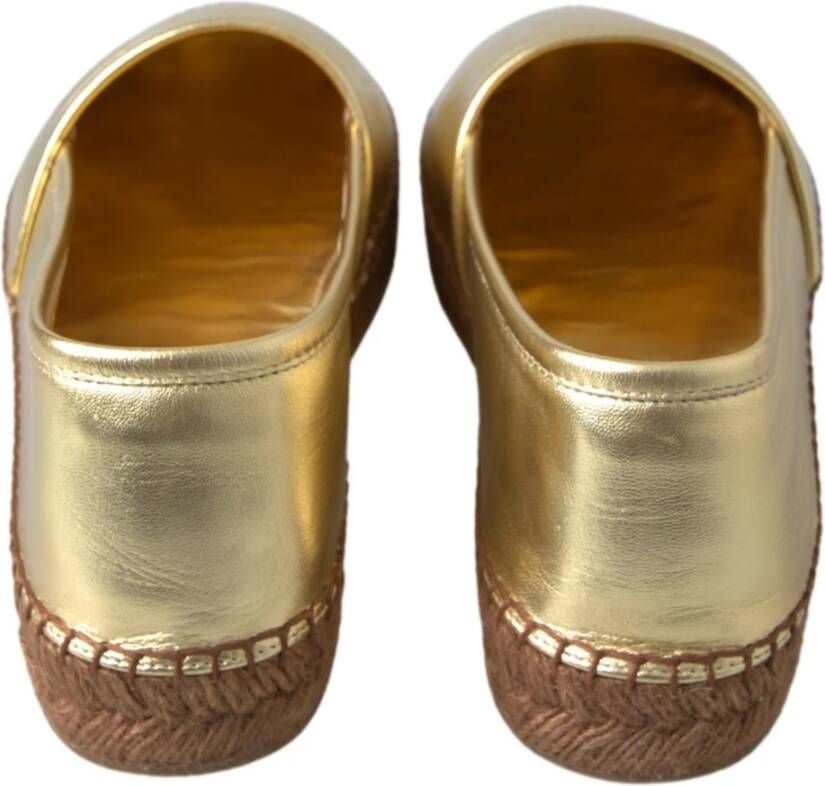 Dolce & Gabbana Gouden Elegantie Leren Espadrilles Yellow Dames