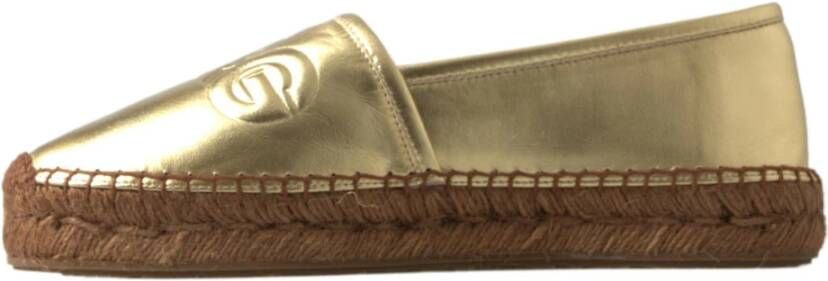 Dolce & Gabbana Gouden Elegantie Leren Espadrilles Yellow Dames