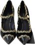 Dolce & Gabbana Zwarte Velvet Gouden Mary Janes Pumps Black Dames - Thumbnail 2