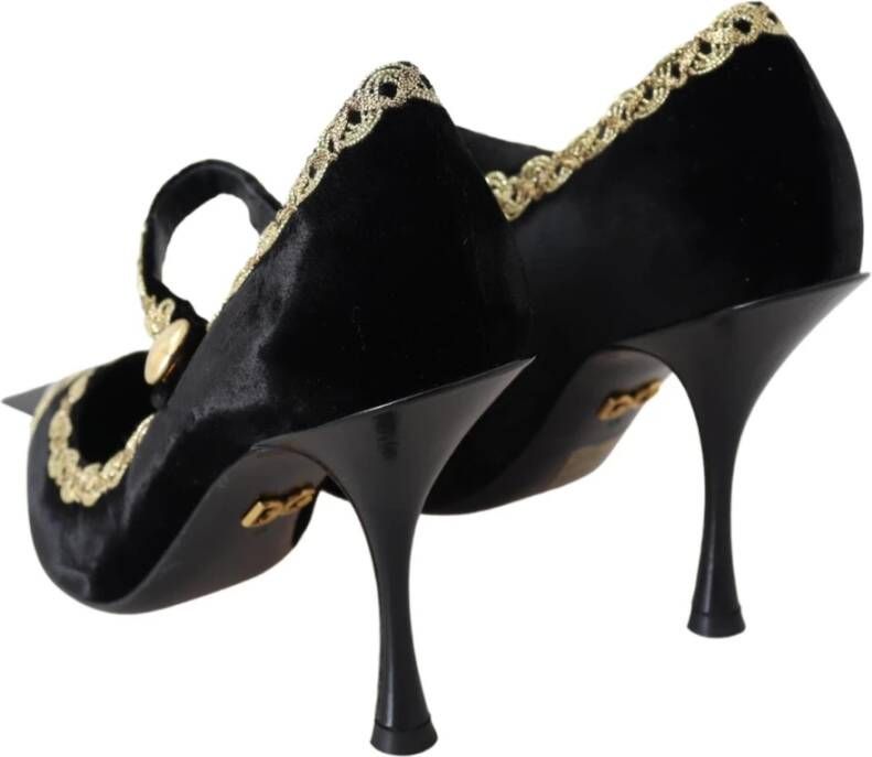 Dolce & Gabbana Gouden Geborduurde Mary Jane Pumps Black Dames