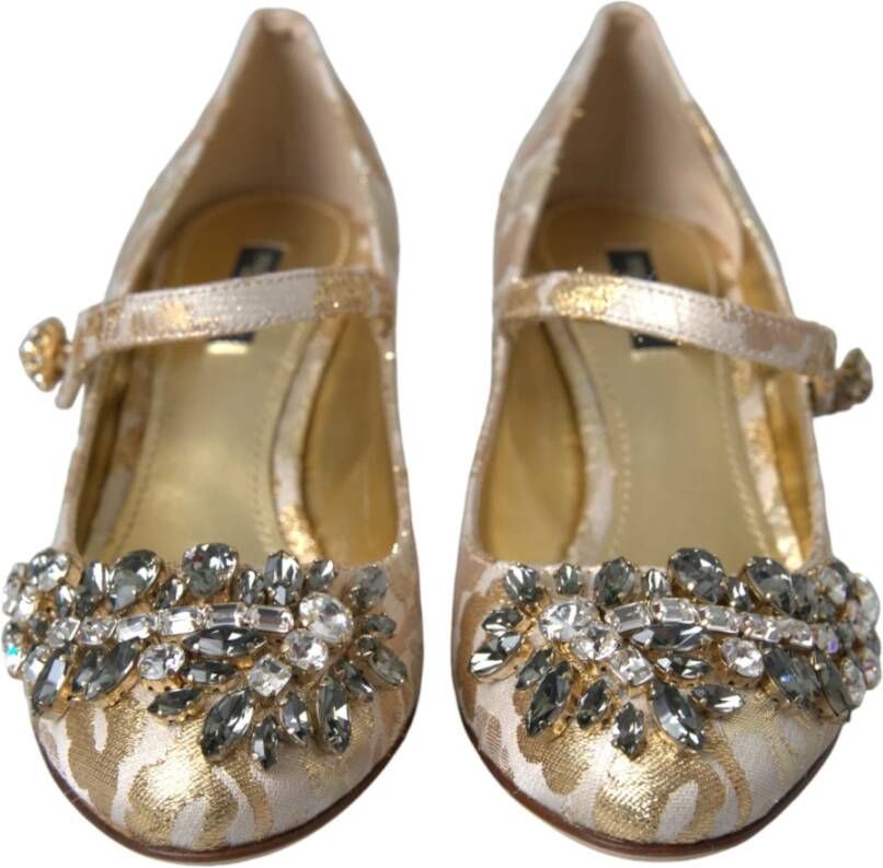 Dolce & Gabbana Gouden Jacquard Mary Janes Pumps Schoenen Yellow Dames