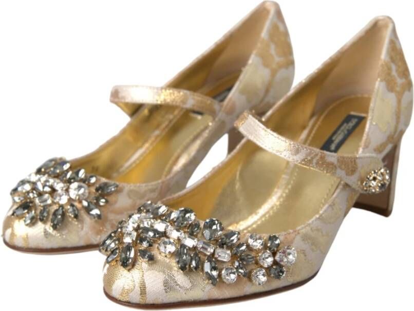 Dolce & Gabbana Gouden Jacquard Mary Janes Pumps Schoenen Yellow Dames