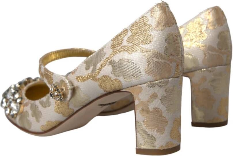 Dolce & Gabbana Gouden Jacquard Mary Janes Pumps Schoenen Yellow Dames