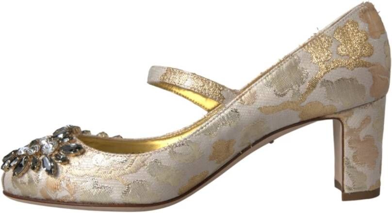 Dolce & Gabbana Gouden Jacquard Mary Janes Pumps Schoenen Yellow Dames