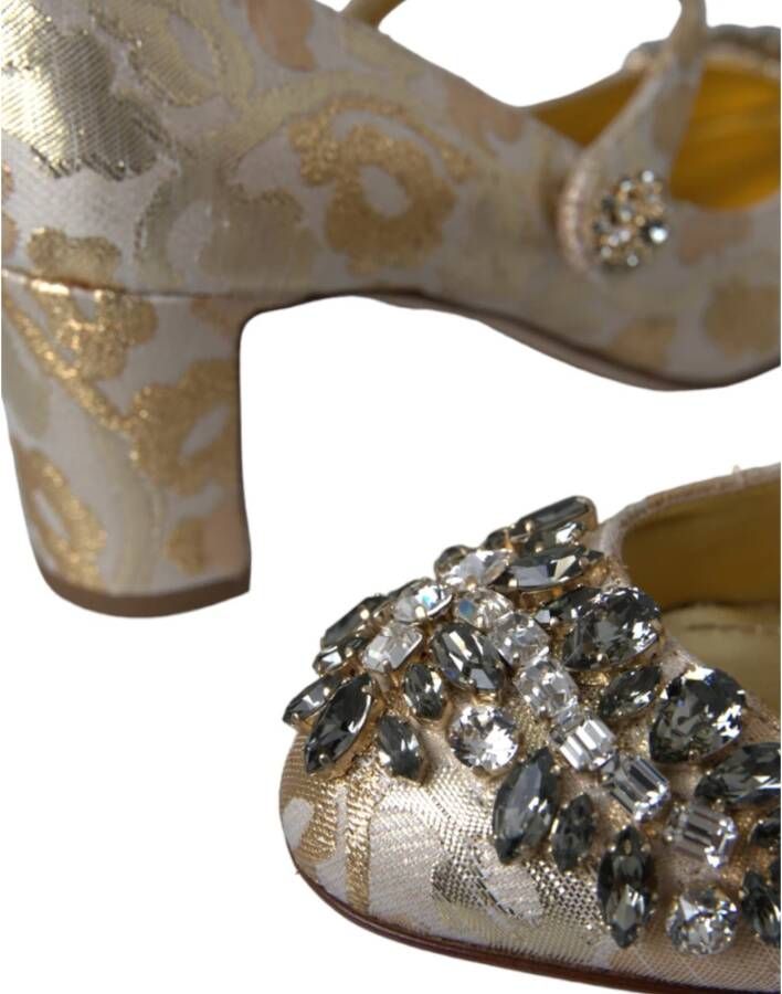 Dolce & Gabbana Gouden Jacquard Mary Janes Pumps Schoenen Yellow Dames