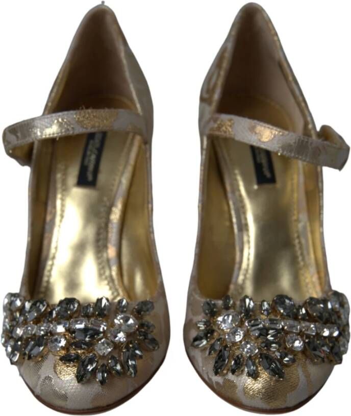 Dolce & Gabbana Gouden Jacquard Mary Janes Pumps Schoenen Yellow Dames