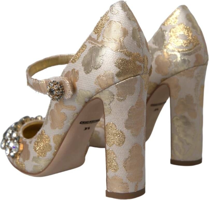 Dolce & Gabbana Gouden Jacquard Mary Janes Pumps Schoenen Yellow Dames