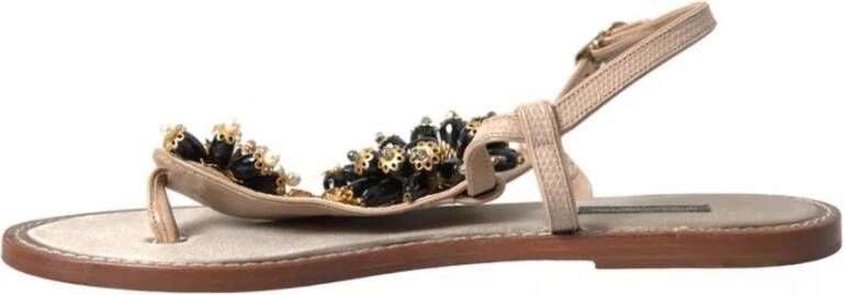 Dolce & Gabbana Gouden Kralen Leren Sandalen Multicolor Dames