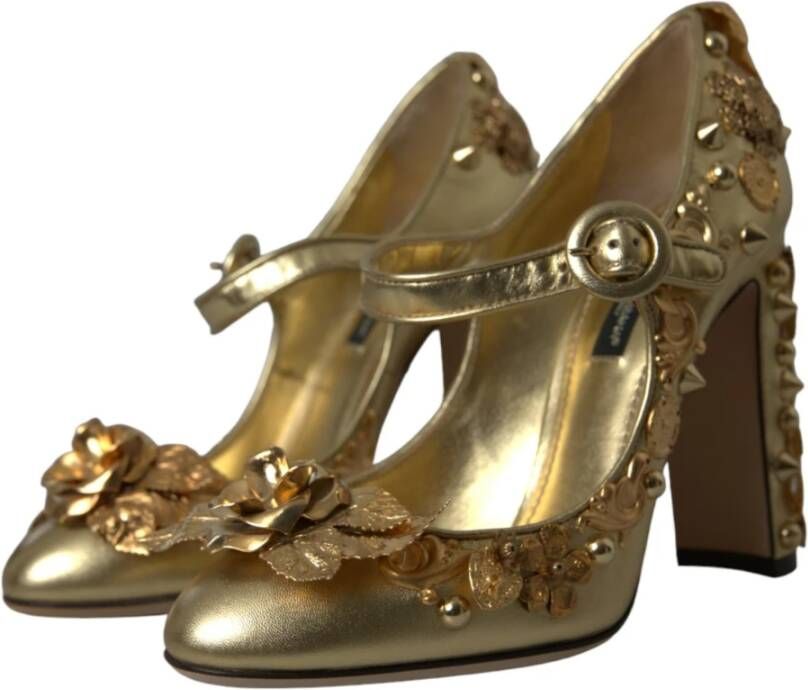 Dolce & Gabbana Gouden Kristal Mary Janes Pumps Schoenen Yellow Dames