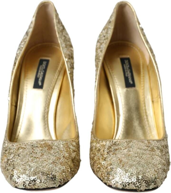 Dolce & Gabbana Gouden Kristal Pailletten Hakken Pumps Yellow Dames