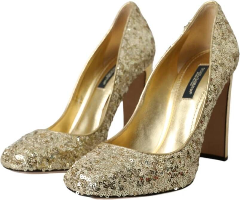 Dolce & Gabbana Gouden Kristal Pailletten Hakken Pumps Yellow Dames