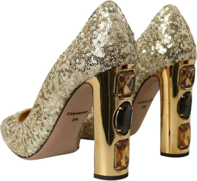 Dolce & Gabbana Gouden Kristal Pailletten Hakken Pumps Yellow Dames