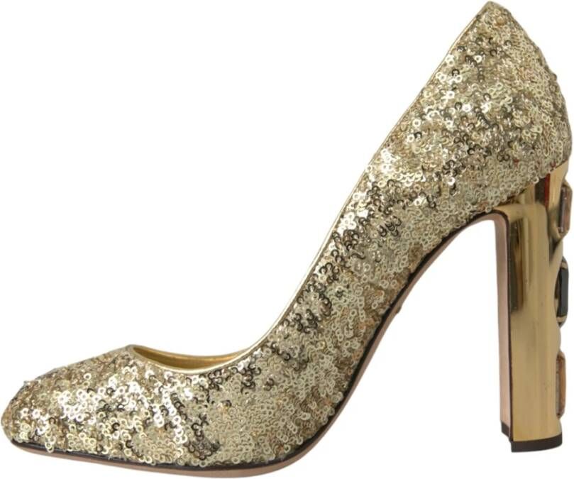 Dolce & Gabbana Gouden Kristal Pailletten Hakken Pumps Yellow Dames