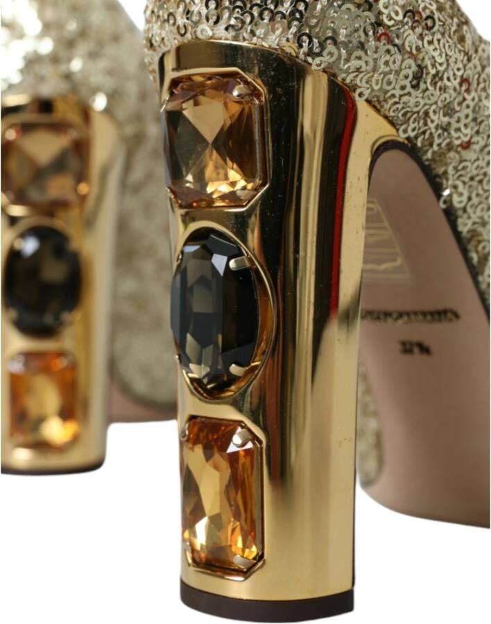 Dolce & Gabbana Gouden Kristal Pailletten Hakken Pumps Yellow Dames