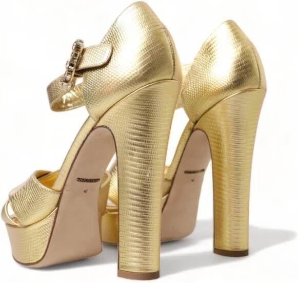 Dolce & Gabbana Gouden Kristal Platform Sandalen Yellow Dames