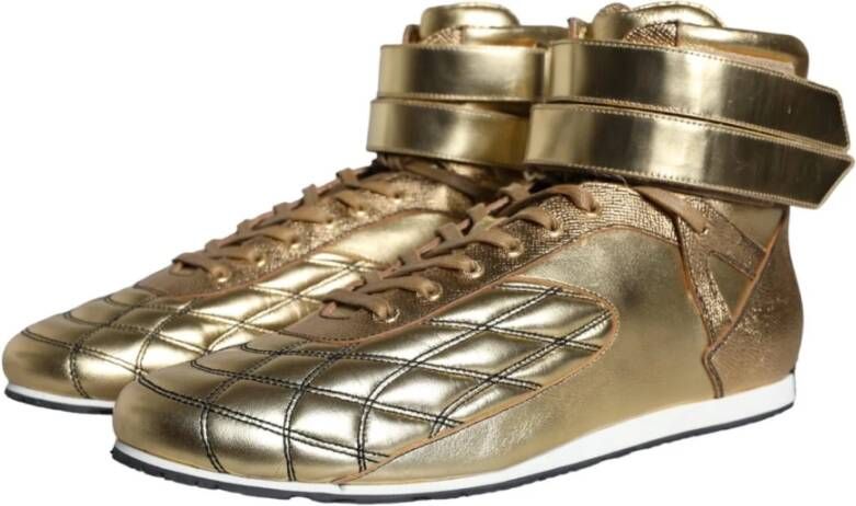 Dolce & Gabbana Gouden Leren High Top Schoenen Yellow Heren