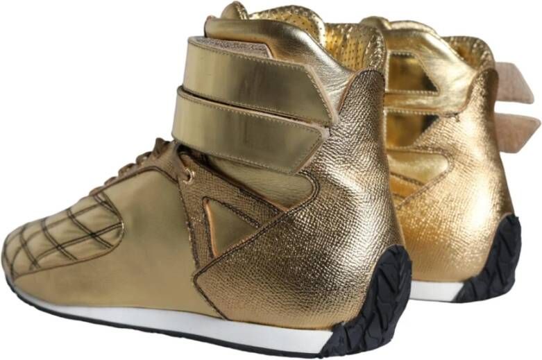 Dolce & Gabbana Gouden Leren High Top Schoenen Yellow Heren