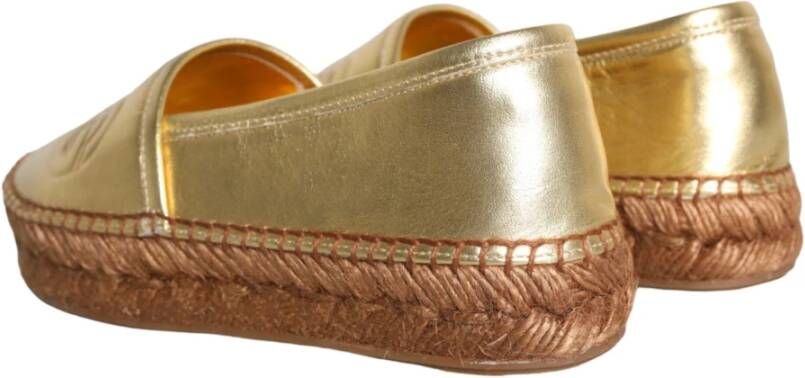 Dolce & Gabbana Gouden Leren Loafers Flats Espadrilles Schoenen Yellow Dames