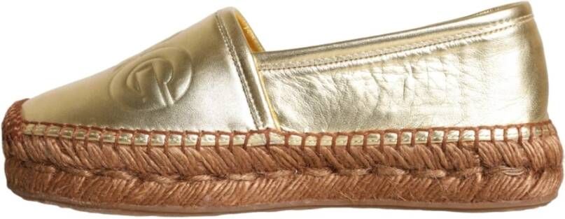 Dolce & Gabbana Gouden Leren Loafers Flats Espadrilles Schoenen Yellow Dames