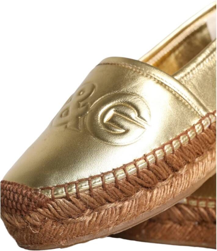 Dolce & Gabbana Gouden Leren Loafers Flats Espadrilles Schoenen Yellow Dames