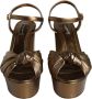 Dolce & Gabbana Bronze Leather Ankle Strap Platform Sandals Shoes Bruin Dames - Thumbnail 2