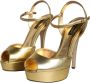 Dolce & Gabbana Gouden Leren Plateau Sandalen Yellow Dames - Thumbnail 3