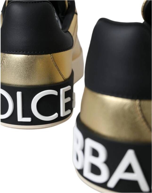 Dolce & Gabbana Gouden Leren Sneakers Portofino Stijl Yellow Dames