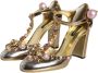 Dolce & Gabbana Gouden Leren T-Strap Hakken met Gesp Yellow Dames - Thumbnail 3