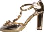 Dolce & Gabbana Gouden Leren T-Strap Hakken met Gesp Yellow Dames - Thumbnail 5