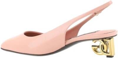 Dolce & Gabbana Gouden Logo Hak Leren Pumps Pink Dames